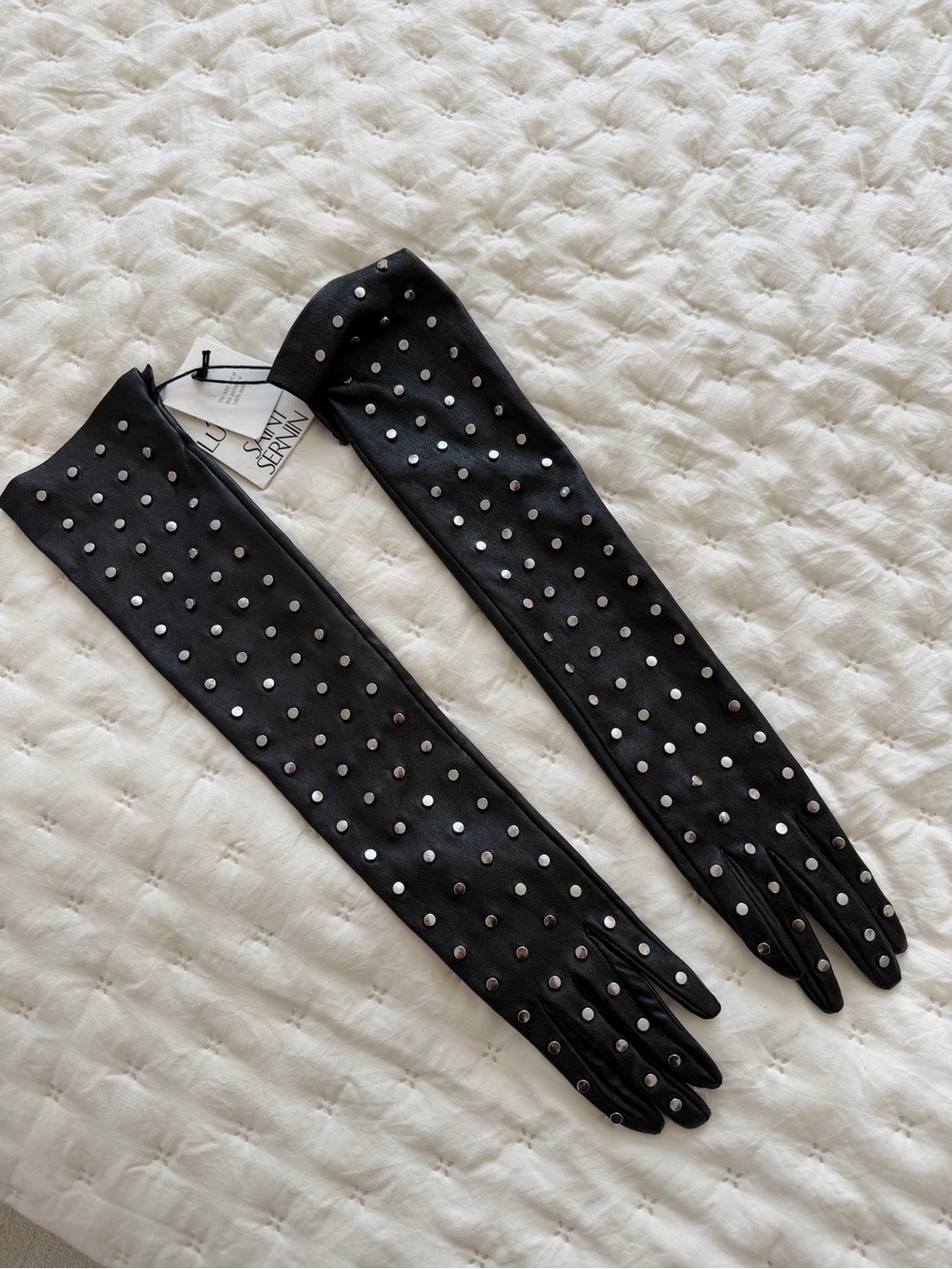 Zara Ludovic De Saint Sernin Studded Elbow Long Leather Gloves in Black - Picture 4 of 4